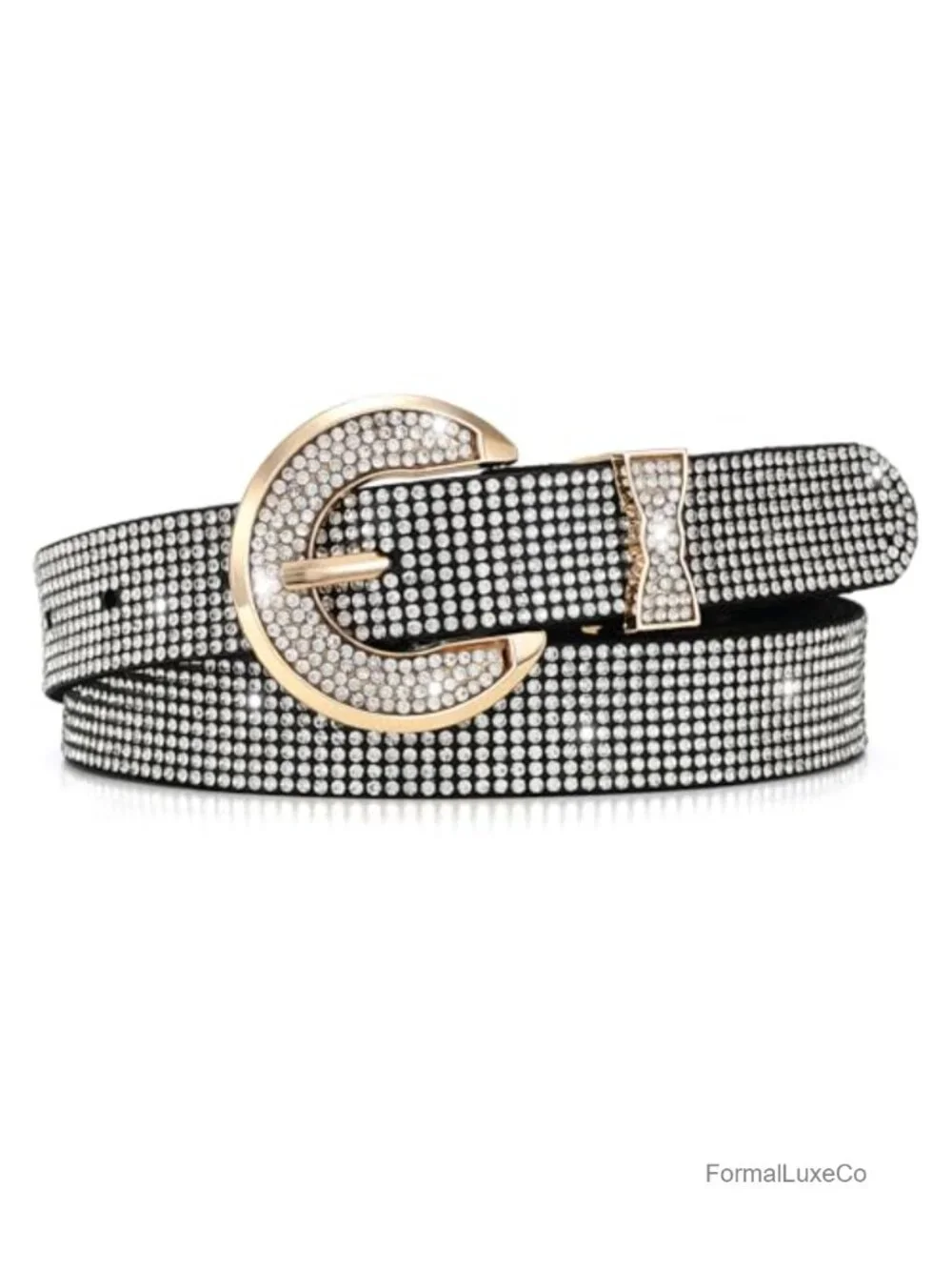 0.85 Inch Rhinestone Statement Belt Sparkly Glitter Belt for Dresses Jeans